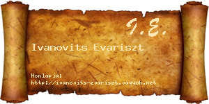 Ivanovits Evariszt névjegykártya